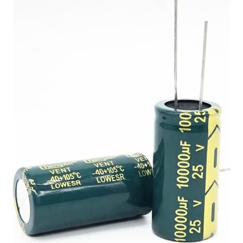 1Pcs 25V 10000UF 18*35 Low ESR high frequency aluminum electrolytic capacitor 10000uf 25v 20