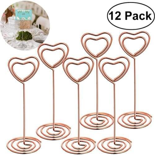 12 Pcs Heart Shape Photo Holder Stands Table Number Holders Place Card Paper Menu Clips Heart Card Holder For Weddings