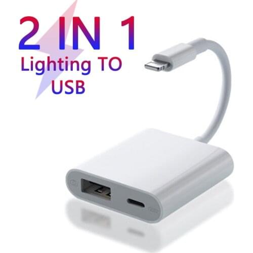 2 IN 1 Usb Charging for Iphone Ipad Otg Adapter Cable 500 Mah Support Reading U Disk, Mouse, Keyboard, Etc