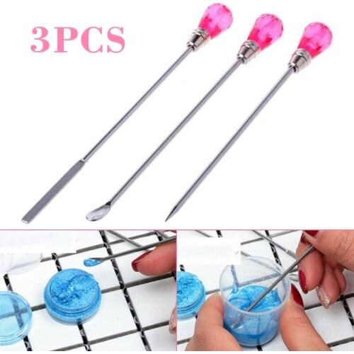 3Pcs Muddler Poke Needle Spoon Tool Set Alloy Muddler Poke Needle Spoon Pigment UV Resin Mold DIY Crafts Jewelry Making Tools