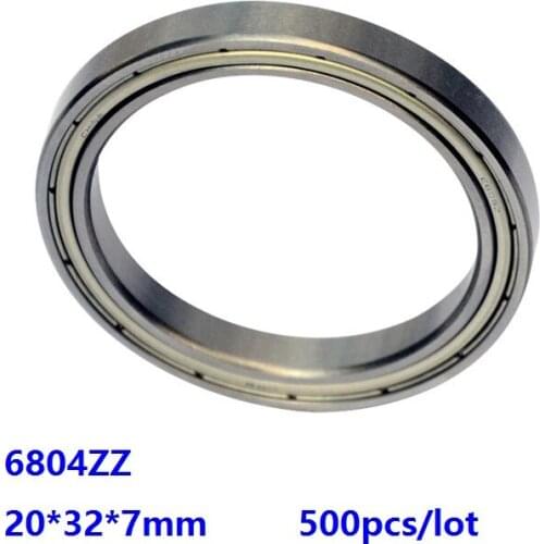 500pcs/lot 6804ZZ 6804 ZZ 20*32*7mm Double metal cover Thin Wall Deep Groove Ball bearing Deep Groove Ball Bearing 20×32×7mm