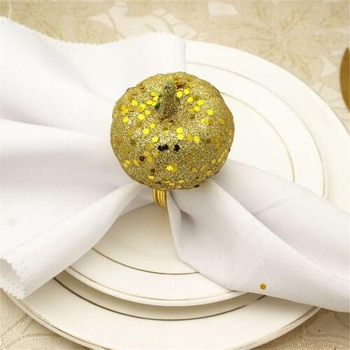 6 / PCS new golden Halloween Pumpkin napkin ring hotel tableware napkin buckle manufacturer wholesale FREE SHIPPING