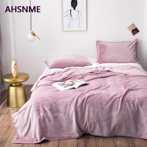 AHSNME Thick Coral Blanket Solid Color Mink Velvet Blanket Soft Sofa Throw Multi Size High Quality Rug Drop Ship