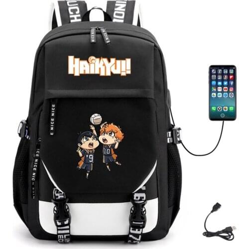 Anime Haikyuu!! USB Backpack Canvas Unisex Packsack Teenger Schoolbag Fabric Student Casual High Quality Laptop Bag