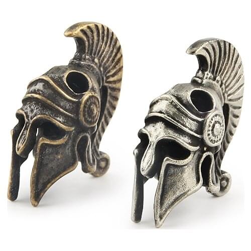 Car Keychain Tool DIY Pendant Vintage Brass Helmet Knife Bead DIY Paracord Beads