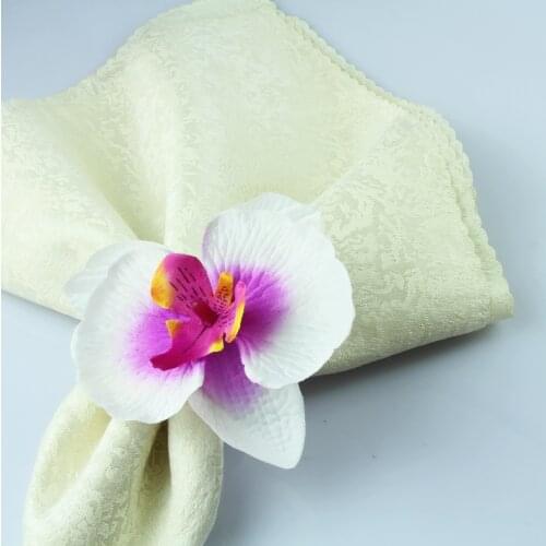 Free Shipping Orchid Flower Napkin Ring Wedding Decoration ,Cheap12 Pcs
