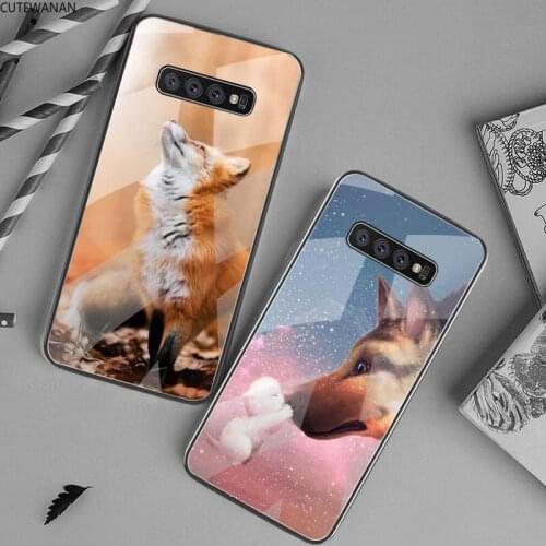 Anime funny foxs lovely Phone Case Tempered Glass For Samsung S20 Plus S7 S8 S9 S10 Plus Note 8 9 10 Plus