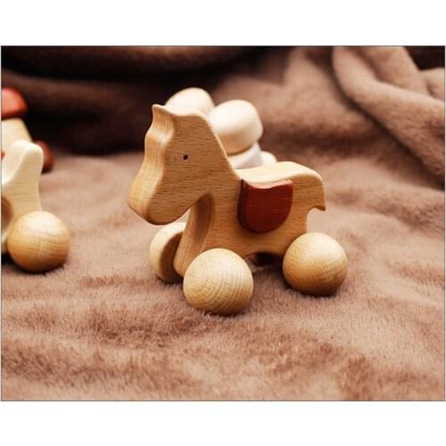 Wooden Blocks Wooden Car Cartoon Educational Montessori Toys For Children Teething Baby Environmental Friendly Car High Quality