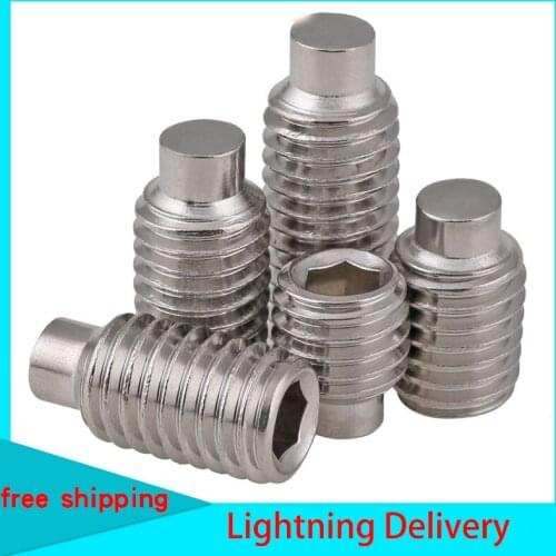 DIN915 304 stainless steel inner hexagonal cylinder end fastening screw convex end fastening headless screw M3-M10 50PCS