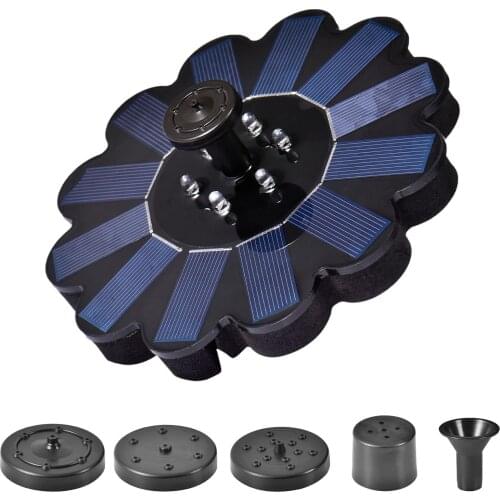 7V 1.4W Solar Water Fountain Flower-Shaped Garden Fountain Pond Waterfall Bird Bath Decor Floating Solar Panel Powered Fountain