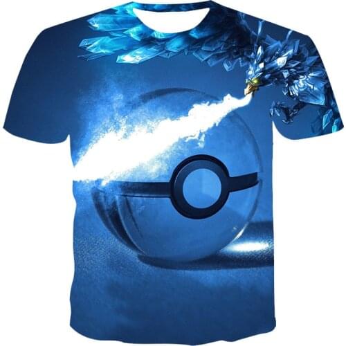 2021 New Summer 3D T Shirt Men Boy Kid Popular Polyester Breathable Lovely Fashion O-Neck Anime Pokemon Cool Customize 110-6 XL