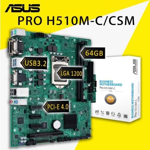Asus Pro H510M-C/CSM Motherboard Support 10th/11th-Gen Intel CPU LGA 1200 DDR4 PCI-E 4.0 64GB Intel H510 Placa-mãe 1200 COM New