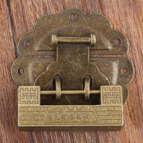 Furniture Chinese Old Box Latch Hasp Buckle Clasp and Antique Bronze Lock/Padlock for Cabinet Jewelry Wooden Box Hardware