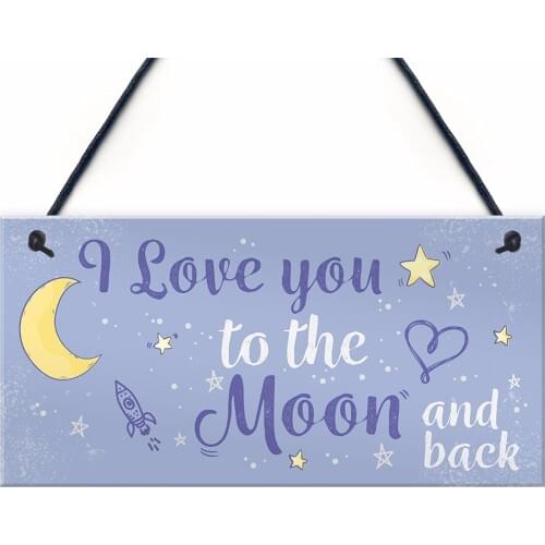 Meijiafei Love You To The Moon And Back Hanging Sign Friendship Sign Mum Daddy Sister Love Present 10" x 5"