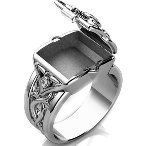 New Hot Sale European and American Style Carved Ppen Cap Pattern Ring Mens Ring Punk Silver Color Rings for Men