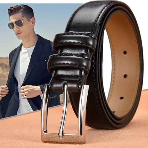 Peikong Brand Genuine Leather Pin Buckle Vintage Casual Mens Belt Red Brown Cowbody Jeans Belt Strap Cintos Thin Narrow Belt