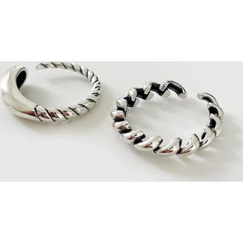 MLKENLY 925 silver Geometry Circular Punk Rings Set Opening Index Finger Buckle Joint Tail Ring for Women Jewelry Gifts