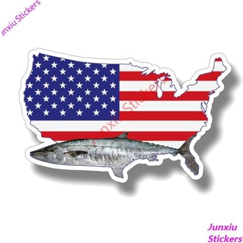 Cover Scratches King Mackerel Fish USA Flag Car-Sticker and Decals Decoration Bumper Bodywork Suv Car Accessories KK16*10cm
