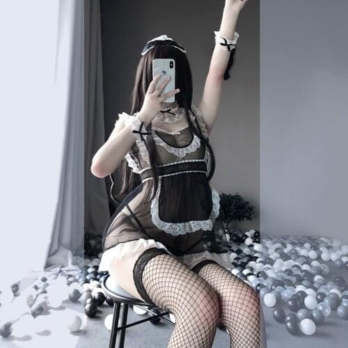 Japanese Style Maid Dress Costume Women Cosplay Sexy Lingerie Apron Servant Babydoll Uniform Role Play Erotic Set