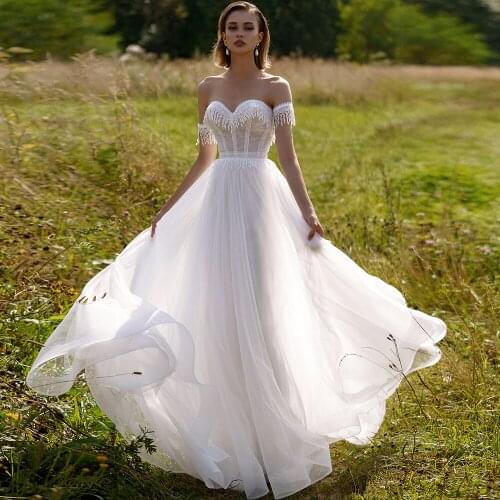 Fairy 2 In 1 Sleeve Bride Gown Boho 2021 Strapless Tulle A-Line Party Princess Wedding Gowns Plus Size Vestido De Noiva