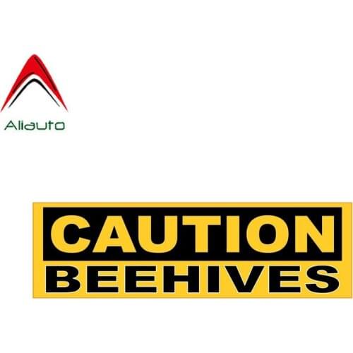 Aliauto Warning Car Sticker Funny Caution Beehives Bee Decal Accessories PVC for Jdm Vw Polo Lada Granta Nissani Golf 5,15cm*5cm