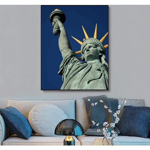 Paint by number art painting by numbers Statue of Liberty, high-rise building, church