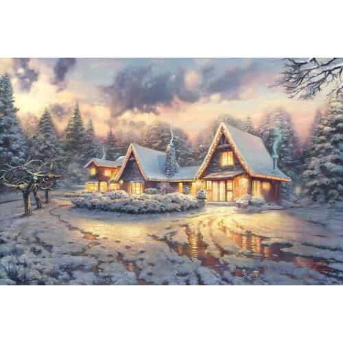 Christmas Lodge Limited Edition Thomas Kinkade HD Canvas Print Home Decoration Living Room Bedroom Wall Pictures Art Painting