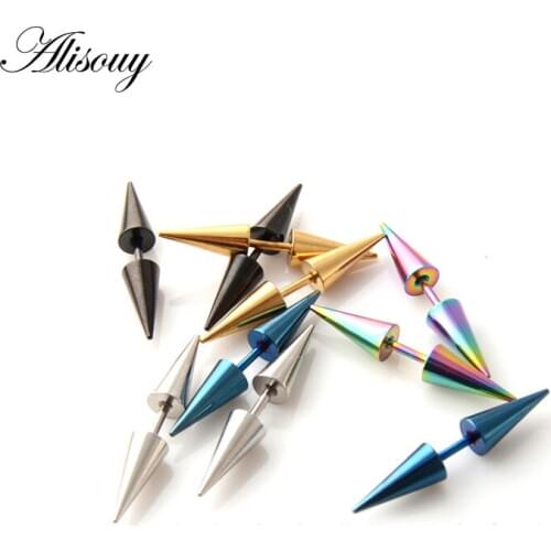Gold Black White Blue Color Single Fashion Stainless Steel Men Screw Stud Earrings For Men Women Novelty Item
