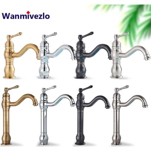 Bathroom Basin Sink Faucet Mixer Tap Single Handle Single Hole Brass Hot/Cold Water Palace Style Deck Mount Retro Faucet