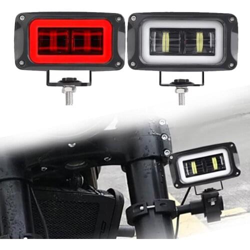 4 INCH LED Work Light Fit For Offroad Lens SUV Boat LED LENS 2000K/6000K Daytime Running Lights LED Driving Light Red Angel Eye