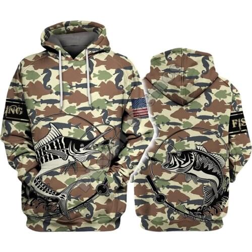 Fishing Fish USA Camo 3D Printed Hoodies Pullover Men For Women Funny Sweatshirts Sweater Streetwear Drop Shipping