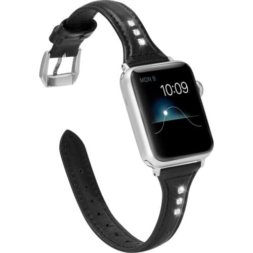 Slim Leather For Apple Watch Band 38mm 42mm iWatch Women Rhinestone Strap Beauty Sport Cute Bracelet For Series 4 3 2 1