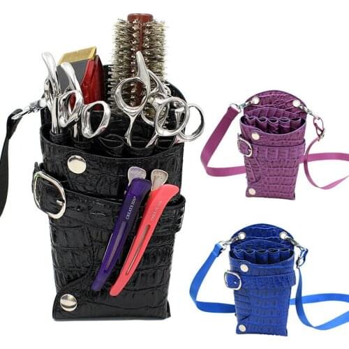 High quality pu leather professional scissors bag hairdressing crocodile texture tool pocket pet groomer insert scissors case