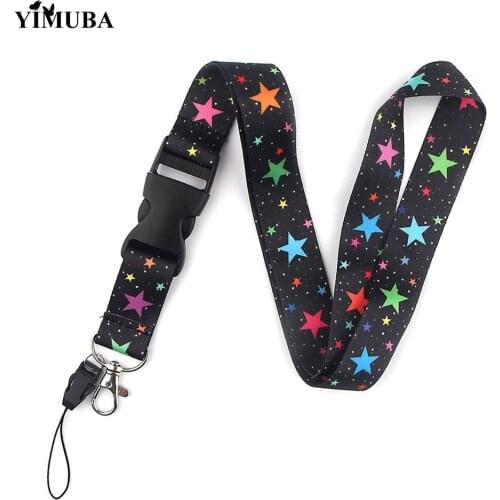 YIMUBA Colorful Mini Star Lanyards Keychain Cartoon Ribbon Mobile Phone Neck Straps Key Ring USB ID Card Badge Holder Kids Gift