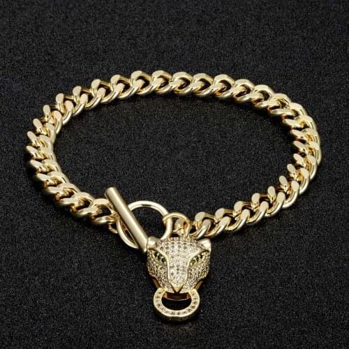 Zlxgirl jewelry Dubai Gold Chain leopard bracelet for men gifts brand AAA mirco paved zirconia cooper bangle&bracelet Pulseraes