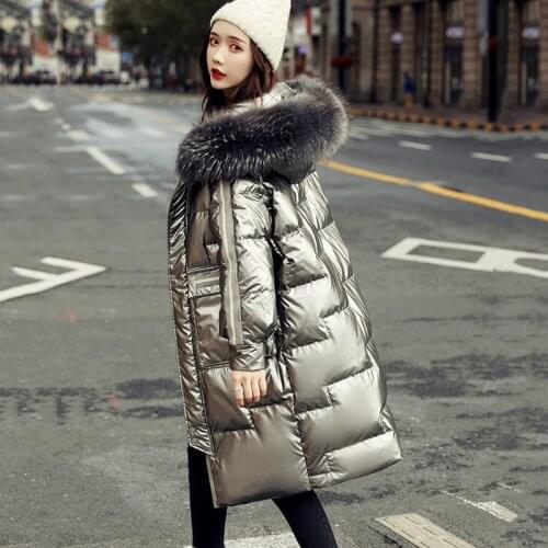 Natural Fur Collar Down Jacket Women Long 90% White Duck Down Coat Winter Cold Warm Jackets Abrigo Mujer Casual Parka Overcoat