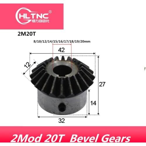 1pcs 2M20T bore 8/10/12/14/15/16/17/18/19/20MM Bevel Gears 2 Module 20 Teeth 90 Degree Drive Commutation