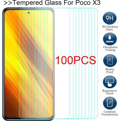 100PCS TEMPERED GLASS FOR XIAOMI POCO X3 NFC SCREEN PROTECTOR FOR XIAOMI MI POCO X 3 POCOX3 NFC GLOBAL VERSION PROTECTIVE FILM
