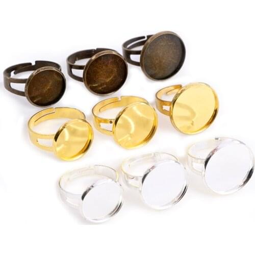 12mm 20mm 3 Colors Brass Adjustable Ring Settings Blank/Base,Fit 12-20mm Round Glass Cabochons