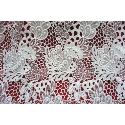 2 Yard/ Lot Embroidery fabric hollow water soluble lace elastic milk silk embroidery full of large flower three-dimensional