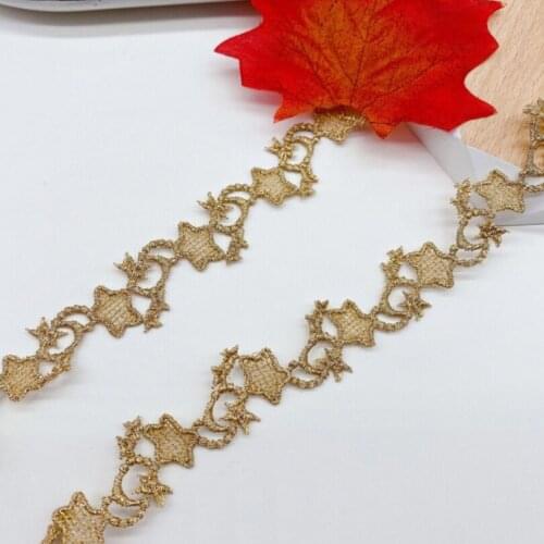 20 Yards 1.8CM Wide Gold Flower Hollow Style Lace Fabric Braided Lace Trim Guipure Laces Ribbon Sewing Trimmings For Clothing