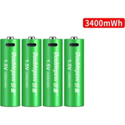 4pcs/lot New 1.5V AA rechargeable battery 3400mWh USB rechargeable lithium battery fast charging via Micro USB cable