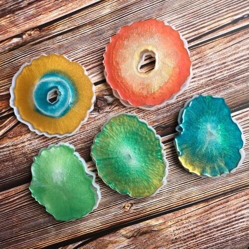 5PCS/SET Large Irregular Wave Round Coaster Mold Cup Mat Silicone Resin Mold Epoxy Resin Cement Casting Jewelry DIY Clay Molds