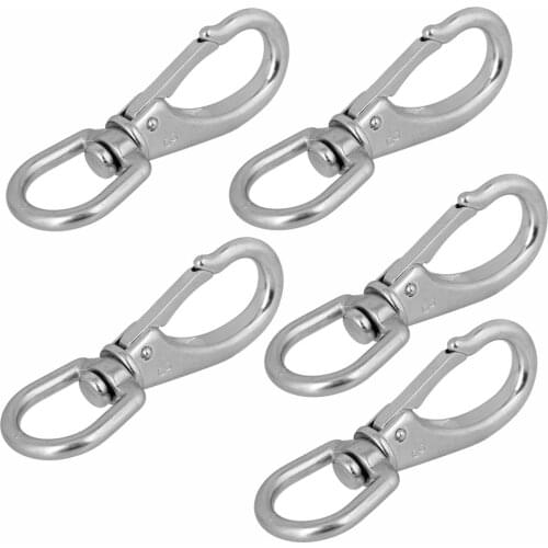 5pcs 304 Stainless Steel Swivel Eye Boat Snap Hook Spring Clips Silver Size 3