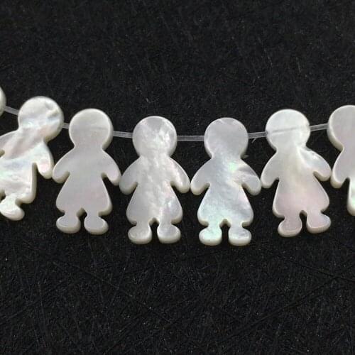 60pcs HOT Wholesale 8x15mm friend white boy and girl loose mother of pearl beads for friend Jewelry accessories