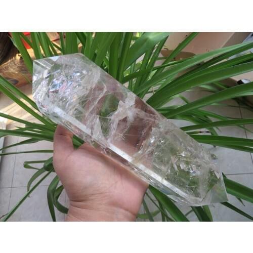 9.45" NATURAL WATER CLEAR QUARTZ CRYSTAL DT WAND POINT 3.27lb