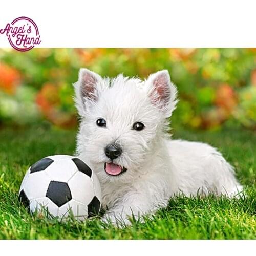 Full square diamond 5D DIY diamond embroidery dog with football diamond painting Cross Stitch Rhinestone mosaic decoration