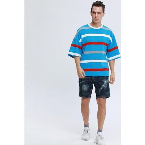 England Style Summer Striped Men T-shirt 2021 Plus Size Casual T-shirt Oversized Loose Sports Short-sleeve Tees Top Dropshipping