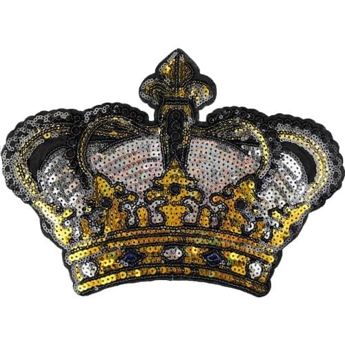 Sequins Golden Crown Pattern Clothes Cloth Stickers Cartoon Embroidery Standard Patch Clothes Hat Decoration Accessories