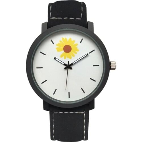 2021 Watch Women Small Daisies Fashion Simple Style Casual Leather Belt Men Watches Quartz Clock Dress WristWatch часы женские